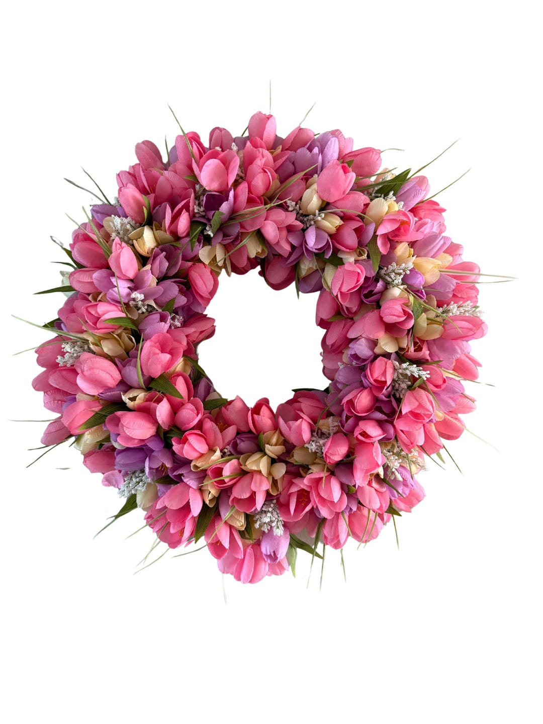 Pink Tulip Wreath for Front Door – Spring Floral Wreath Easter Decor ...