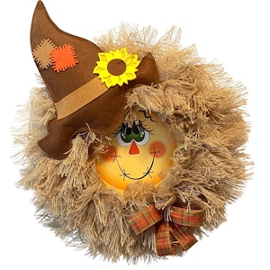 Handmade Fall Scarecrow Wreath, Whimsical Fall Wreath, Rustic Scarecrow, Fall Front Door Wreath, Fall indoor decoration,  Autumn Wreath,