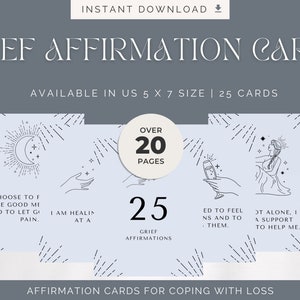 Grief Affirmation Cards, Affirmation Cards, Sympathy Gift, Encouragement Cards, Grief Cards, Grief Gift, Gifts For Grief, Self Care Gift