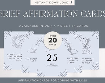 Grief Affirmation Cards, Affirmation Cards, Sympathy Gift, Encouragement Cards, Grief Cards, Grief Gift, Gifts For Grief, Self Care Gift