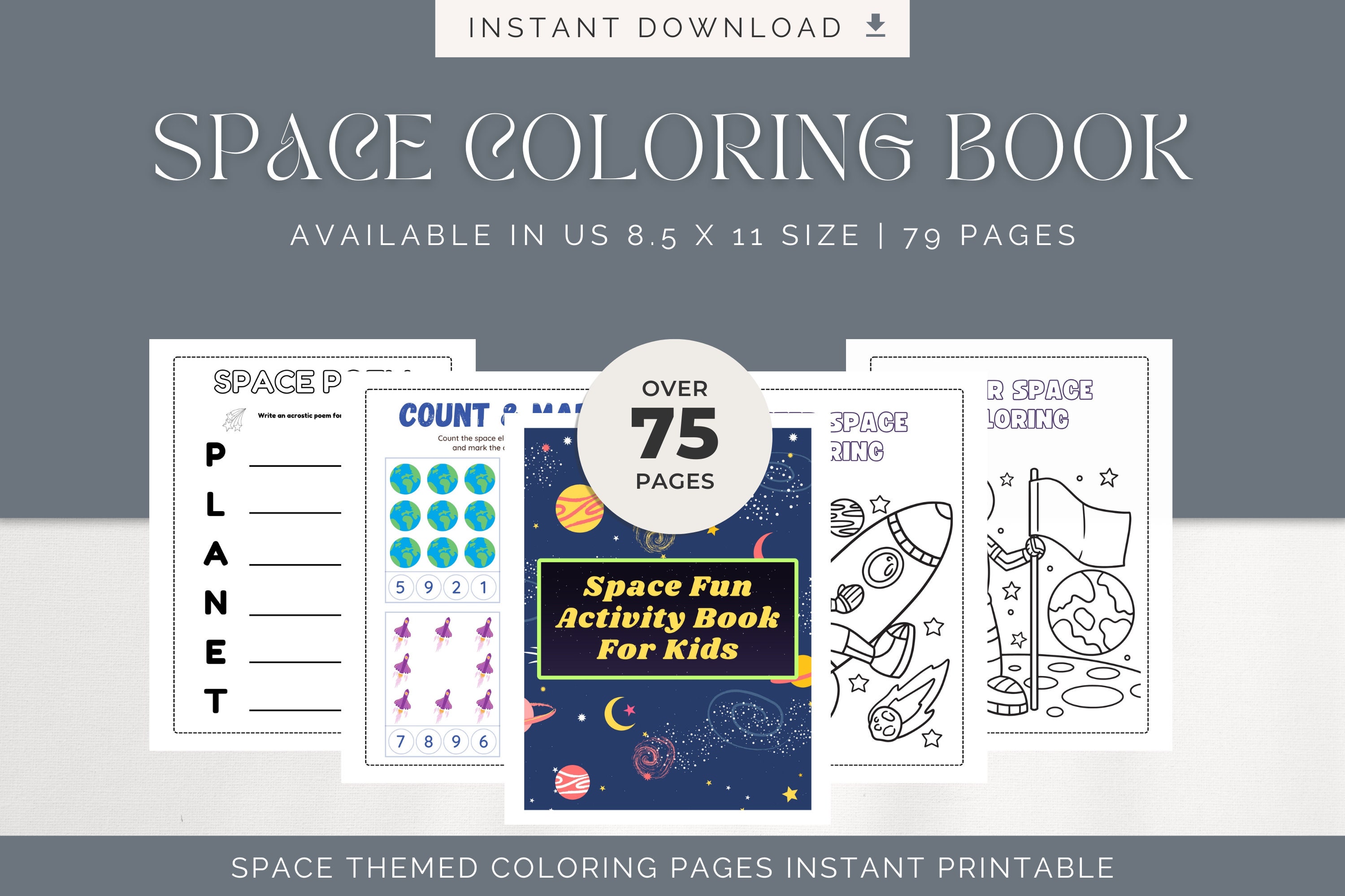 Space Fun Coloring Book, Space Coloring, Coloring Book, Printable