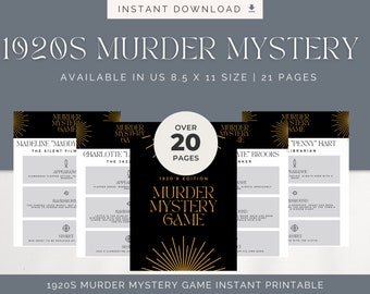 Murder Mystery, Murder Mystery Game, 1920s Murder Mystery, Party Game, Murder Game, Printable Murder Game, Who Done It, Mystery, Printable