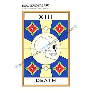 DIGITALE Death Card Tarot Buntglas Muster PDF SVG Bundle