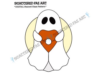 DIGITAL Ghost with Planchette (two versions) Stained Glass Pattern PDF SVG bundle