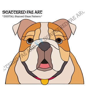 DIGITAL Bulldog Stained Glass Pattern PDF SVG