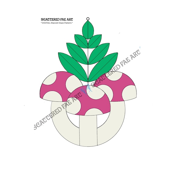 DIGITAL Champignon Trio Vitrail Motif PDF SVG