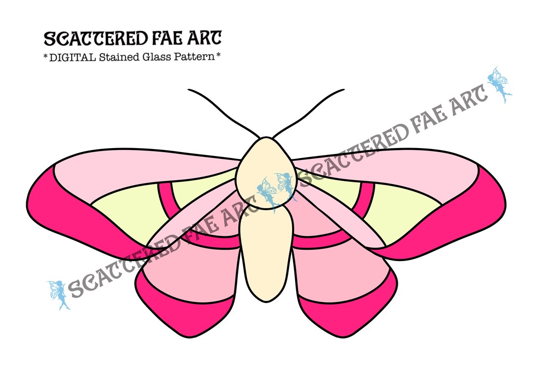 DIGITAL Pink Moth Stained Glass Pattern PDF SVG - Etsy