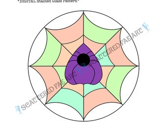 DIGITAL Halloween Spider Web Planchette Stained Glass Pattern PDF SVG bundle