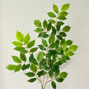 Faux Green Leaf Stem, Artificial Green Leaf Spray, Artificial Greenery Stem for Wreath Making or Floral Arrangements, Wedding Greenery Stems