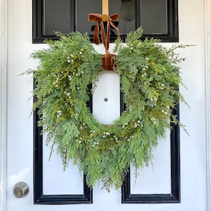 Drooping Cedar Wreath, Modern Winter Wreath for Door, Elegant Christmas Wreath, Holiday Wreaths for Front Door, Winter Wreath Not Christmas