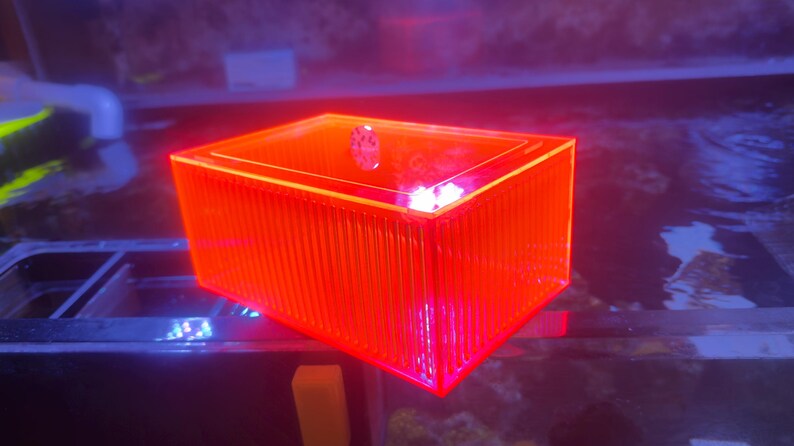 Pu&ograve; includere: Una scatola rettangolare arancione brillante con un esterno a coste. La scatola &egrave; illuminata da una luce arancione brillante, creando un display vibrante e accattivante. La scatola &egrave; probabilmente realizzata in un materiale traslucido.