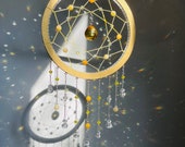 Yellow crystal dreamcatcher suncatcher- sacral chakra, crystal suncatcher, sun dreamcatcher, beaded dreamcatcher, feng shui decor, boho