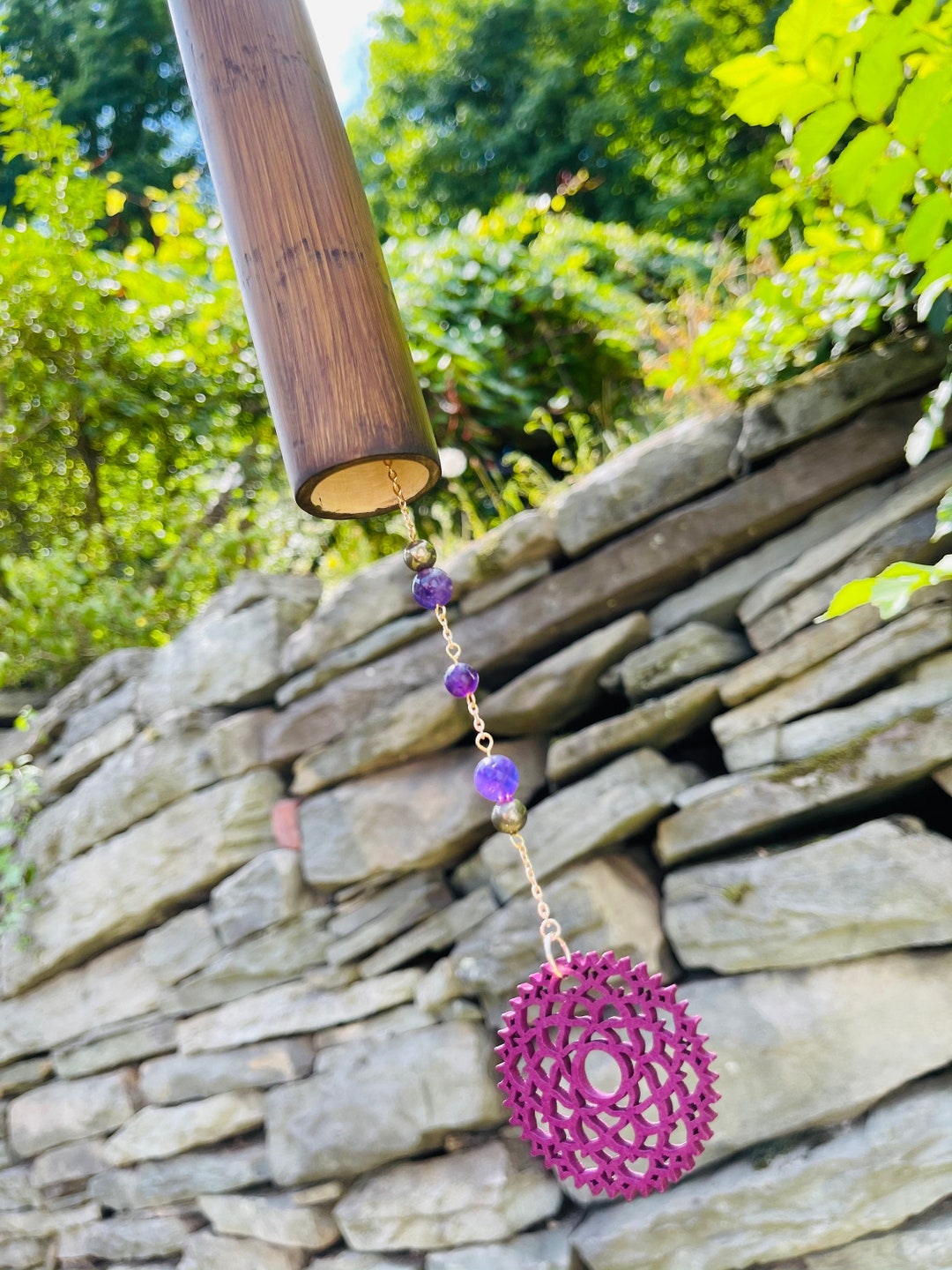 Crown Chakra Wind Chime Chakra Healing, Chakra Crystal Chime, Amethyst