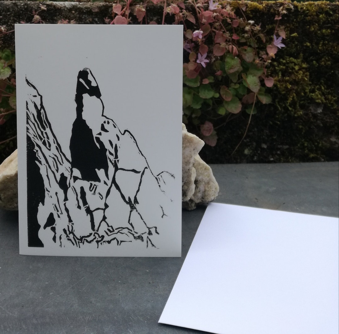 Linoprint Card Napes Needle, Great Gable - Etsy