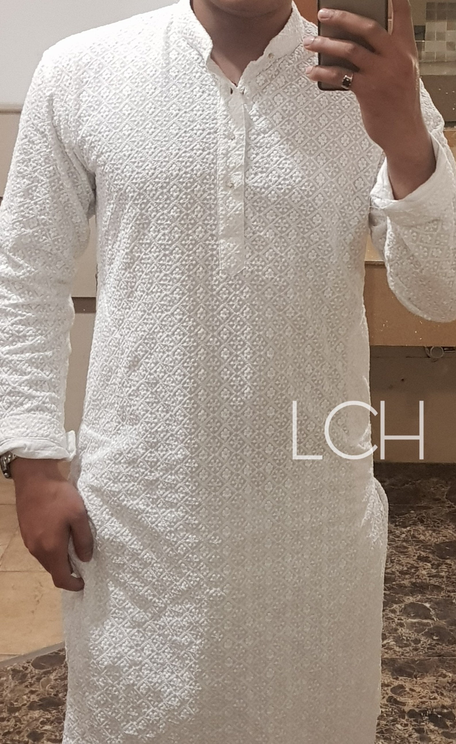 Custom Made Chikankari Men's Kurta Pajama Set EID / DIWALI Etsy