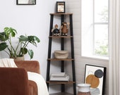 Industrial Corner Shelf, 4-Tier Bookcase, Storage Rack, Plant Stand for Home Office