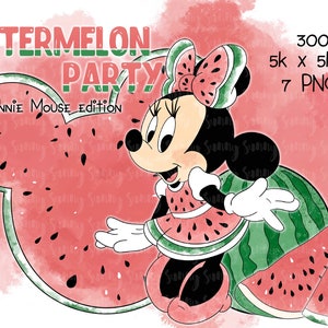 Minnie Mouse Clipart, Minnie PNG, Minnie Clip Art, Minnie Mouse Watercolour PNG, Minnie Mouse Watercolour Clipart, Watermelon, Watemelon PNG
