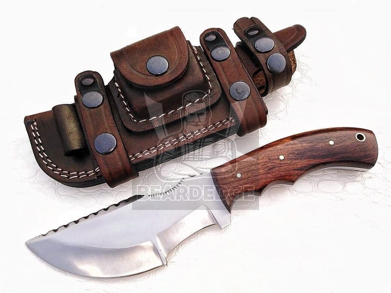 Best Men Gift Groomsmen Gift D2 Steel Tracker Hunting Knife Free Leather Sheath Camping Knife Survival Outdoor Knife EDC Personalized Gift image 2