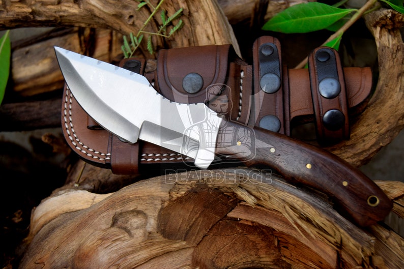 Best Men Gift Groomsmen Gift D2 Steel Tracker Hunting Knife Free Leather Sheath Camping Knife Survival Outdoor Knife EDC Personalized Gift image 3