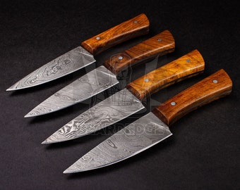 Elegant Damascus Steak Knife Set with Rosewood Handles, Exquisite Dining, Table BBQ Steak Knives, Mother's Day Gift, Unique Bridesmaid Gift