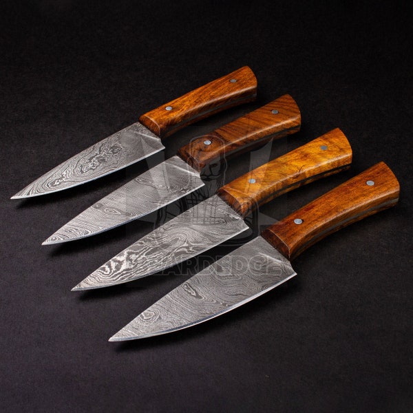 Elegant Damascus Steak Knife Set with Rosewood Handles, Exquisite Dining, Table BBQ Steak Knives, Mother's Day Gift, Unique Bridesmaid Gift