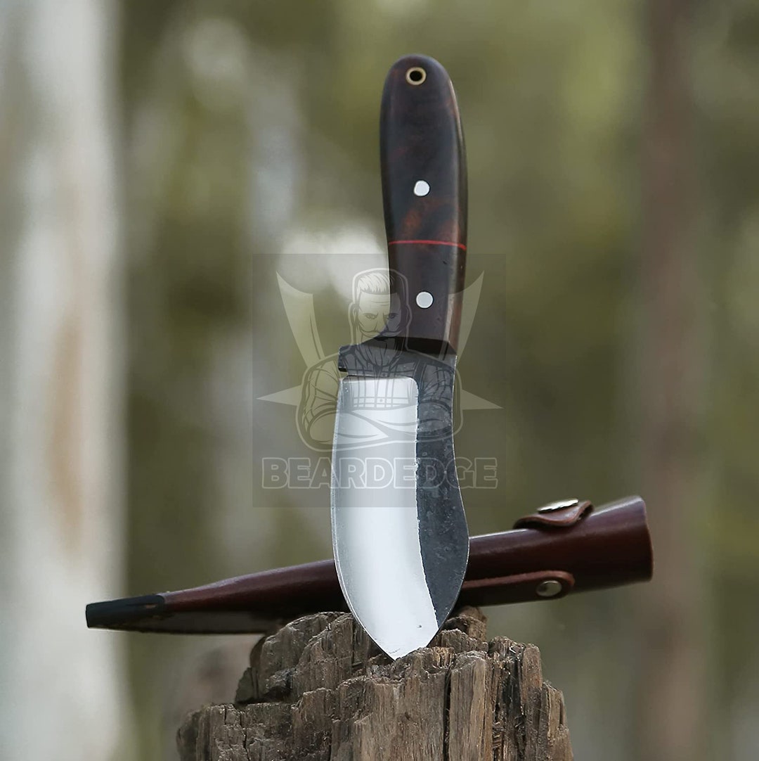 High Carbon Steel Hunting Knife Rosewood Handle Free Leather Sheath Camping Knife Survival Knife