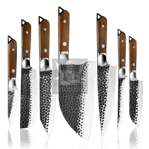 German Steel 50crmov15 Chef Knife Set 7 Pcs With Natural Ebony Wood Handles Kitchen  Knife Set EDC Cooking Knives Christmas Gift Father Gift 