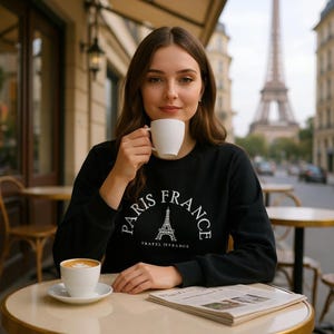 Paris France embroidered sweatshirt