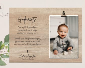 Godparents Picture Frame from Godchild – 8x10 Wood – Personalized Keepsake – Gift for Godmother or Godfather, Holds 4x6 Photo