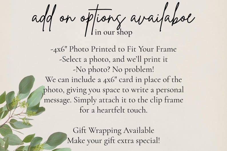 a picture of a plant with the words add on options available in our shop