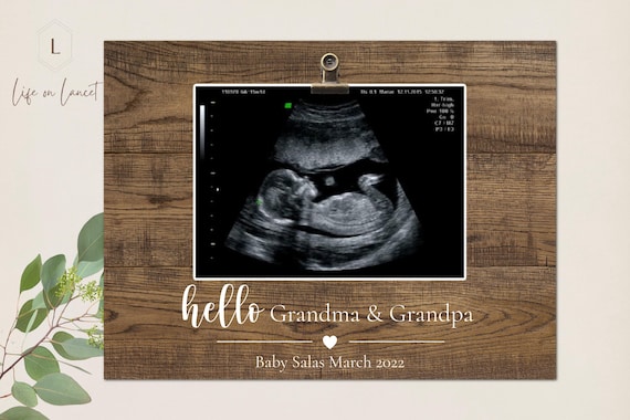 Personalized Pregnancy Announcement Frame, Ultrasound Photo Clip, Grandparent Gift