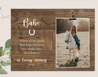 Personalized Horse Memorial Frame, Pet Loss Gift, Wood Photo Clip