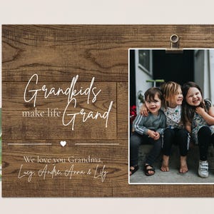 Gift For Grandparents, Father&#39;s Day, Gift for Grandpa, Grandkids Frame, Grandkids Make Life Grand, Gift from Grandkids, Grandparents Gift