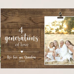 4 Generations Picture Frame- 4 Generations- 5 Generations- Gift for Great Grandma- Gift for Great Grandpa- Gift for grandma- Gift for Grandp