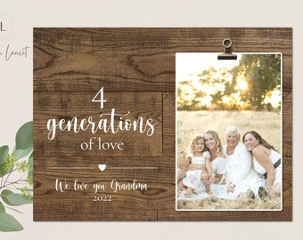 4 Generations Picture Frame- 4 Generations- 5 Generations- Gift for Great Grandma- Gift for Great Grandpa- Gift for grandma- Gift for Grandp