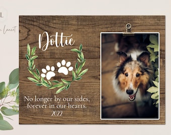 Pet Memorial Frame, Dog Cat Loss Gift, Wooden Photo Clip Plaque