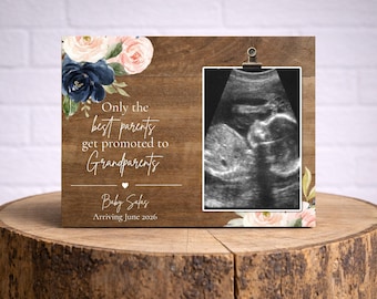 Pregnancy Announcement Frame for Grandparents to be, Custom Wood Frame,  Personalized Ultrasound Keepsake