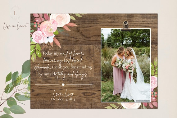 Personalized Wedding Photo Frame – Maid/Matron of Honor Gift, 8x10 Wood