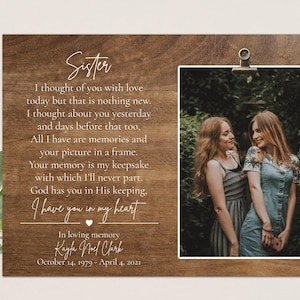 Sister Memorial Frame, Loss of Sister Sympathy Gift