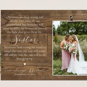 Wedding Picture Frame for Sister – 8x10 Wood – Personalized Maid or Matron of Honor Gift – Wedding Keepsake Frame