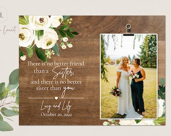Personalized Sister Wood Frame – Wedding Gift, Maid of Honor Keepsake