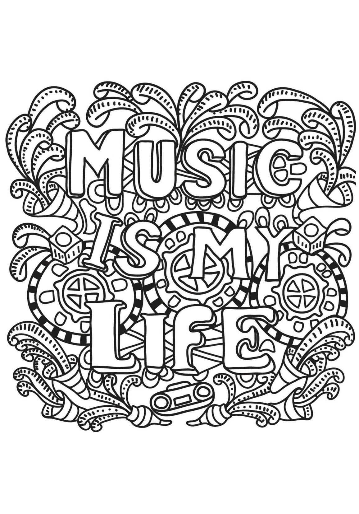 music-is-my-life-printable-coloring-page-inspirational-motivational-coloring-word-art-adult-teen-kid-any-age-coloring-diy-digital-etsy
