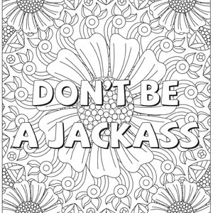 Don&#39;t Be A Jacka*s Printable Coloring Page, Curse Word, DIY, Sarcastic, Swear Word, Funny Coloring Page For Adults, Printable PDF
