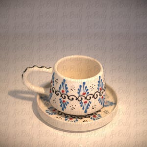 Türkische Keramikkaffeetasse - Handgefertigter Iznik-Fliesenbecher - Türkisfarbene osmanische Teetasse - Keramikgeschenk für Sie - kostenloser Versand