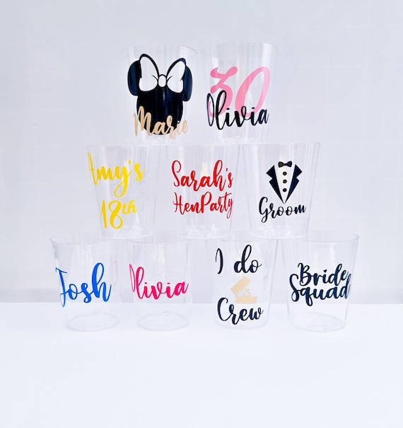 Personalised Plastic Shot Glasses Personalised Party Favors Etsy UK