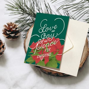Biglietto pieghevole extra spesso Stella di Natale rossa con busta, biglietto di Natale con scritte disegnate a mano