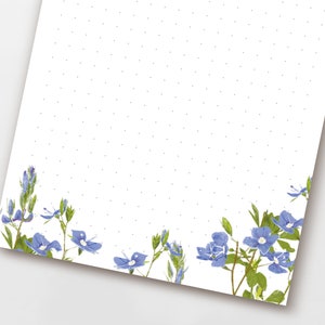 Notizblock-Set Blumen botanische Zeichnung, Dot Grid to-do Block 3x50 Blatt, weiß blaue Illustration, PEFC Papier Bild 4