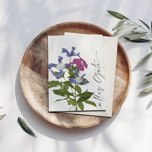 Biglietto pieghevole bouquet di fiori tutto il meglio, biglietto pieghevole e busta, biglietto d'auguri, disegno botanico disegnato a mano, biglietto di auguri, carta FSC