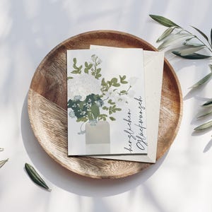 Vouwkaart boeket gefeliciteerd, vouwkaart & envelop, ansichtkaart verjaardag, handgetekende botanische tekening, FSC papier