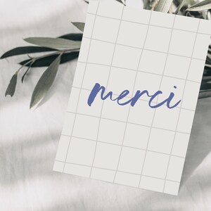 Carte postale Merci à carreaux, motif dessiné à la main, carte de remerciement, gratitude, papier certifié FSC